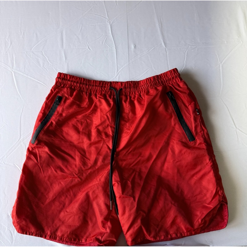 EPTM Trackstar Shorts Mens M Red Nylon Mesh Lined Zip Pocket Streetwear NWOT